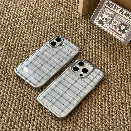 Blue Plaid Acrylic Phone Case
