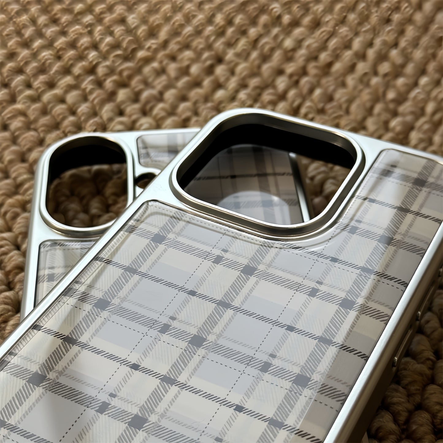 Blue Plaid Acrylic Phone Case