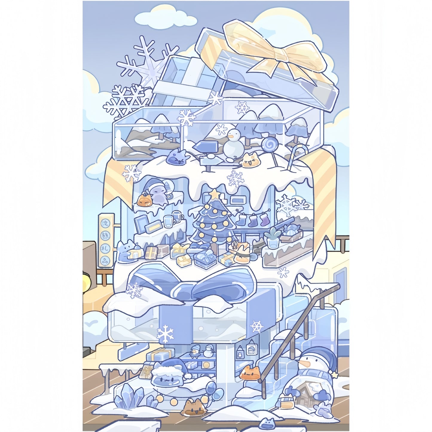 Four Season Shops 3D Sticker | 4 Cute Miniature Scenes