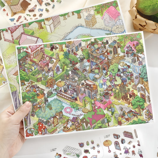 Cosmic Scenes 3D Sticker | 2 Cute Miniature Scenes