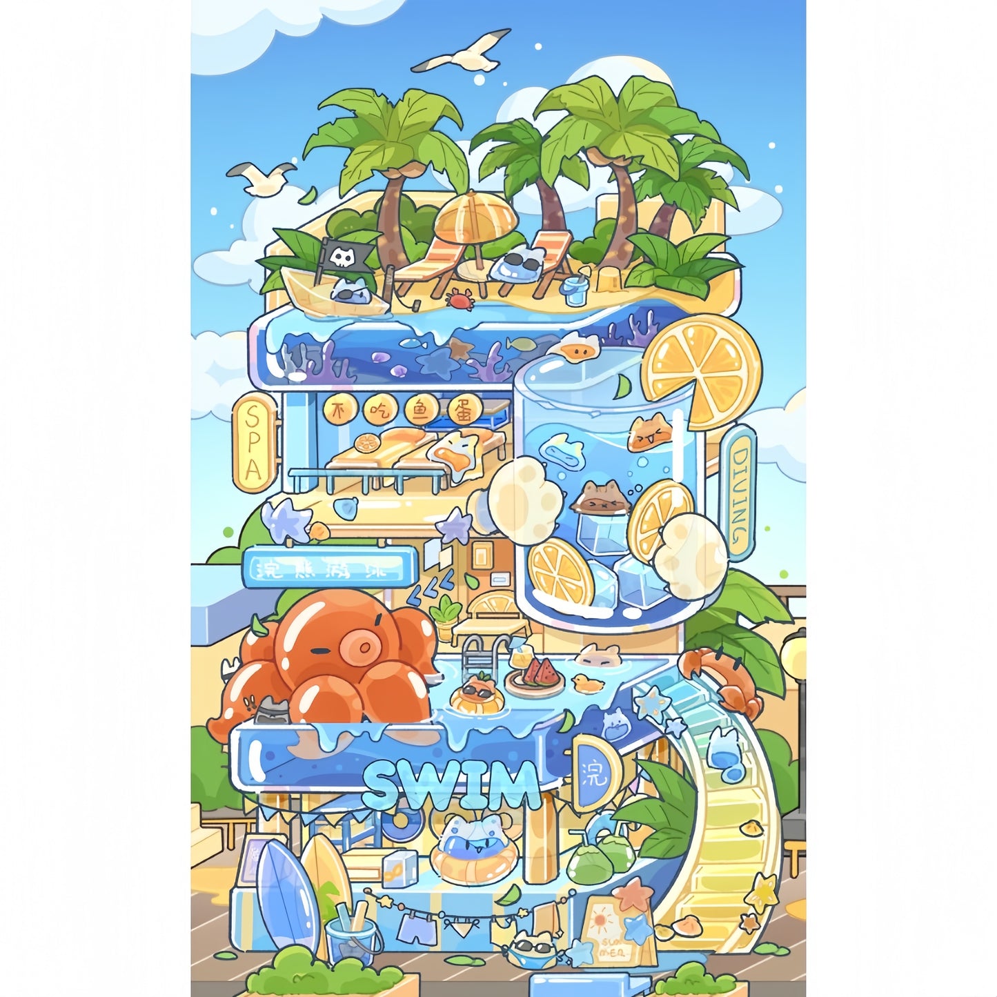 Four Season Shops 3D Sticker | 4 Cute Miniature Scenes