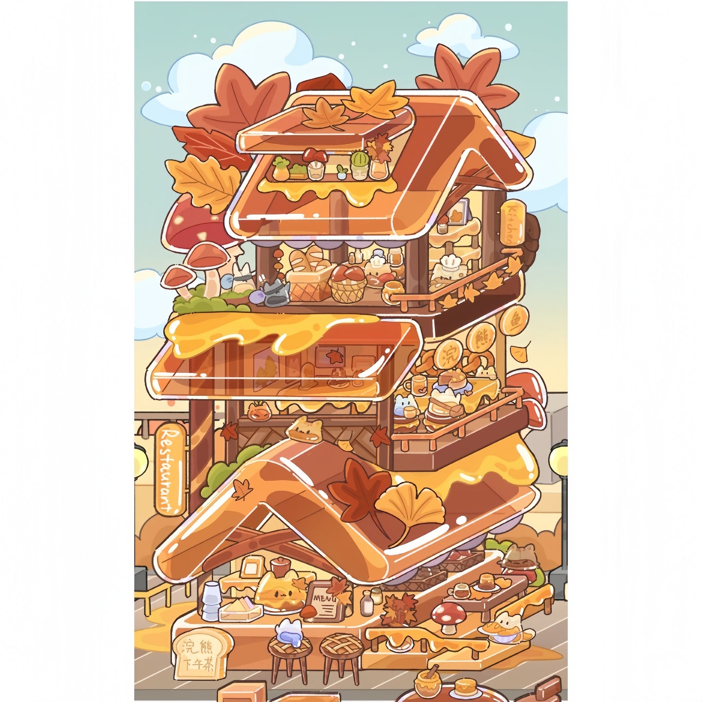 Four Season Shops 3D Sticker | 4 Cute Miniature Scenes