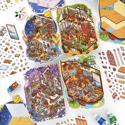 Little Corner 3D Sticker | 4 Cute Miniature Scenes