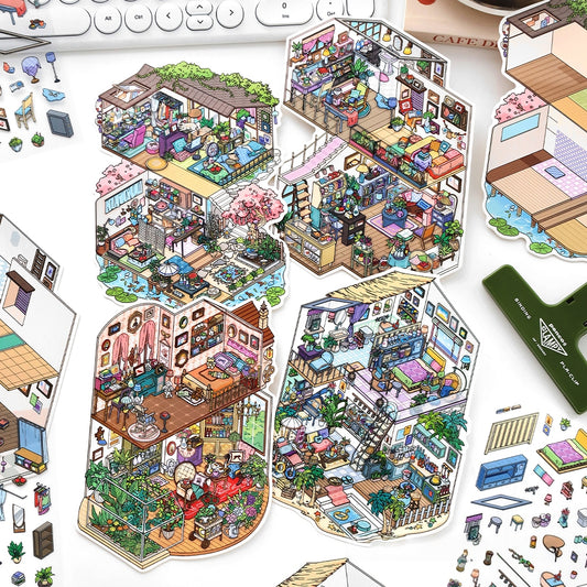 Little Dream House 3D Sticker | 4 Cute Miniature Scenes