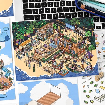 Floatland Escapes 3D Sticker | 2 Cute Miniature Scenes