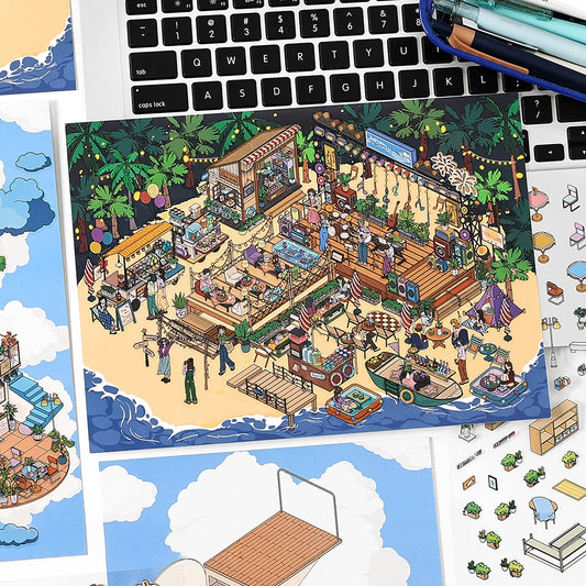 Floatland Escapes 3D Sticker | 2 Cute Miniature Scenes