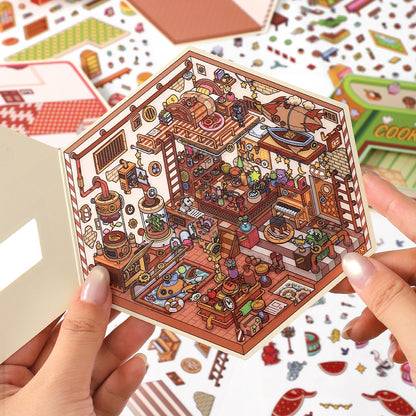 Whimsical Space 3D Sticker | 4 Cute Miniature Scenes