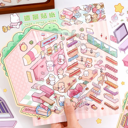 Cozy Little Scenes 3D Sticker | 2 Cute Miniature Scenes