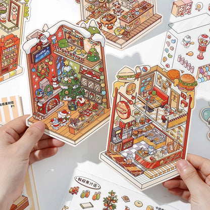Simulation Management 3D Sticker Material Book | 10 Cute Miniature Scenes