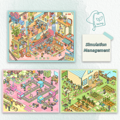 Modern Life  3D Sticker | 5 Cute Miniature Scenes