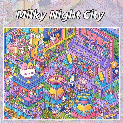 Milky Fragrace Town 3D Sticker | 4 Cute Miniature Scenes