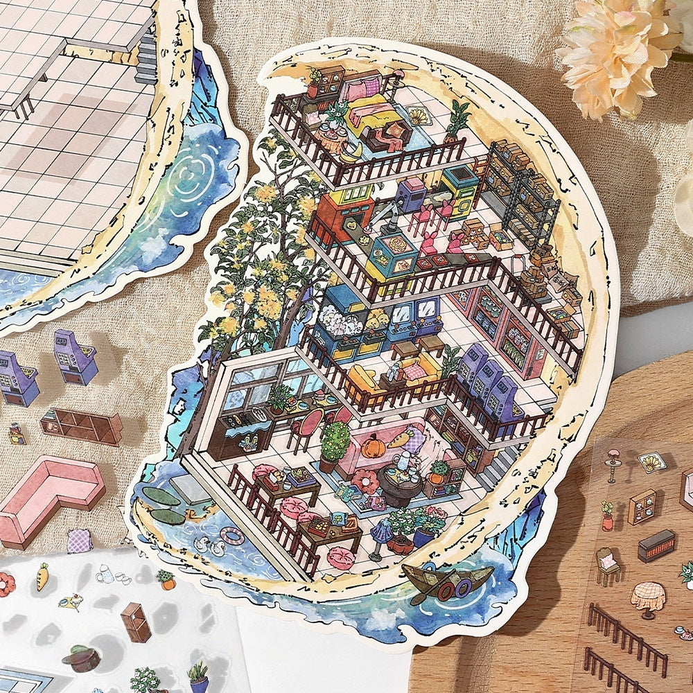 Poetic Dwelling 3D Sticker | 4 Cute Miniature Scenes
