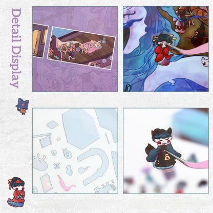 Horror Adventure 3D Sticker | 2 Cute Miniature Scenes