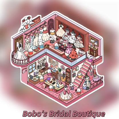 Bobo's Daily Life 3D Sticker | 4 Cute Miniature Scenes