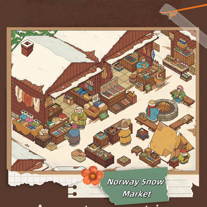 Exotic Bazaar 3D Stickers | 4 Cute Miniature Scenes