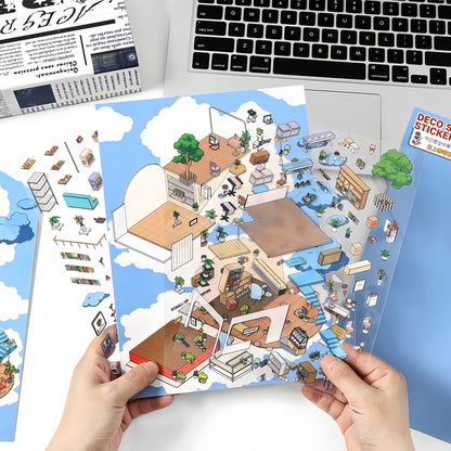 Floatland Escapes 3D Sticker | 2 Cute Miniature Scenes