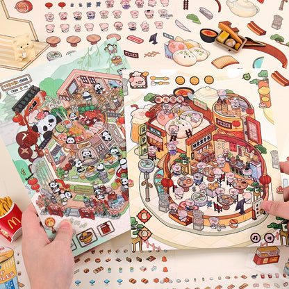 Simulation Management 3D Sticker | 4 Cute Miniature Scenes