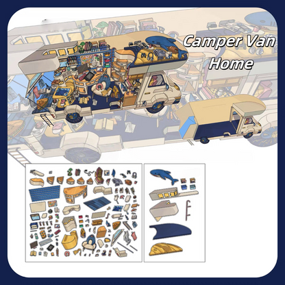 Work Studio 3D Sticker | 4 Cute Miniature Scenes