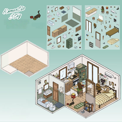 Romantic Corner 3D Sticker | 4 Cute Miniature Scenes