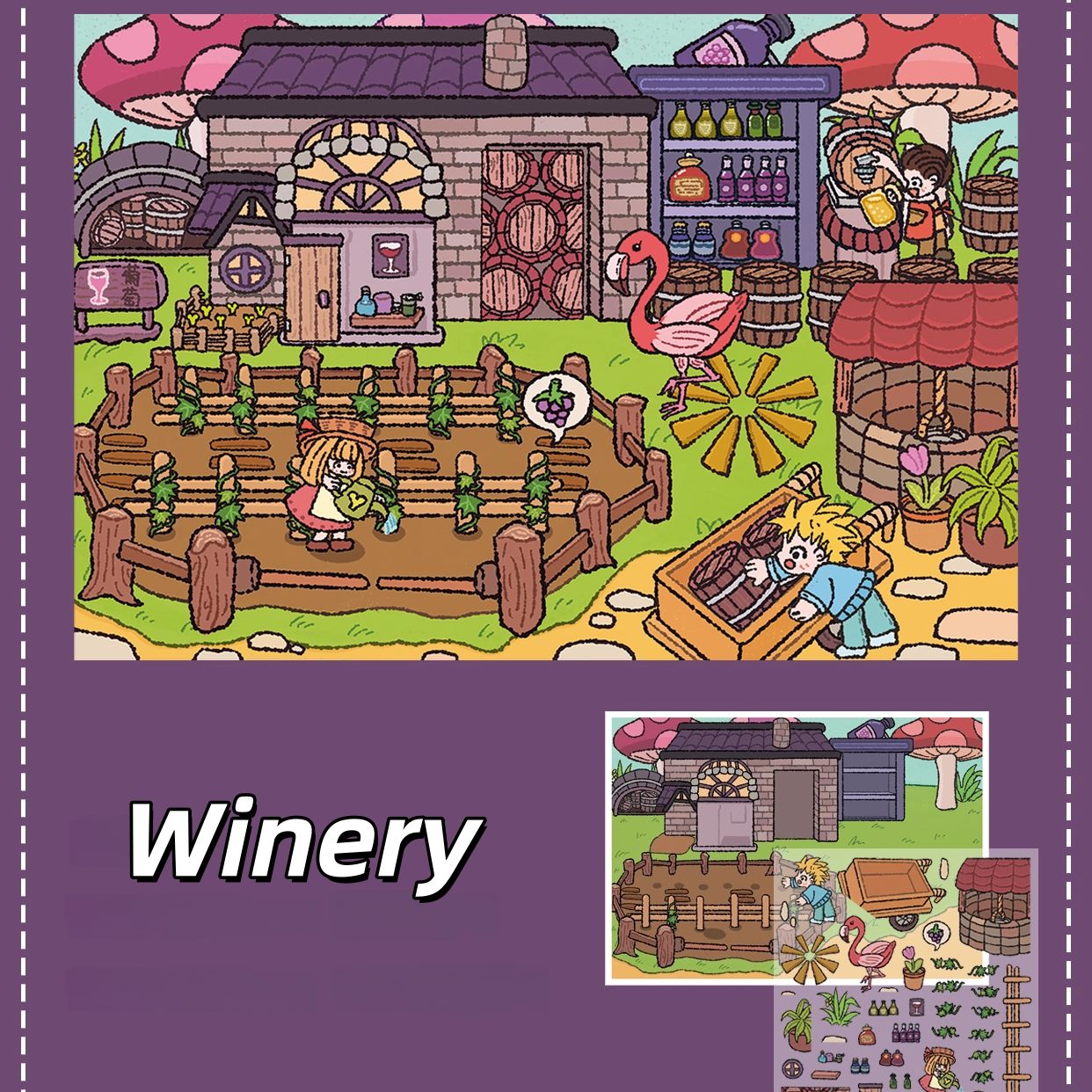 Happy Farm 3D Sticker | 4 Cute Miniature Scenes