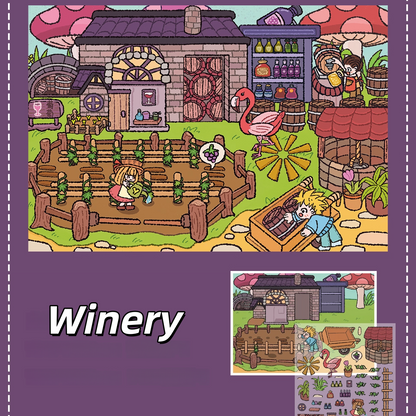 Happy Farm 3D Sticker | 4 Cute Miniature Scenes