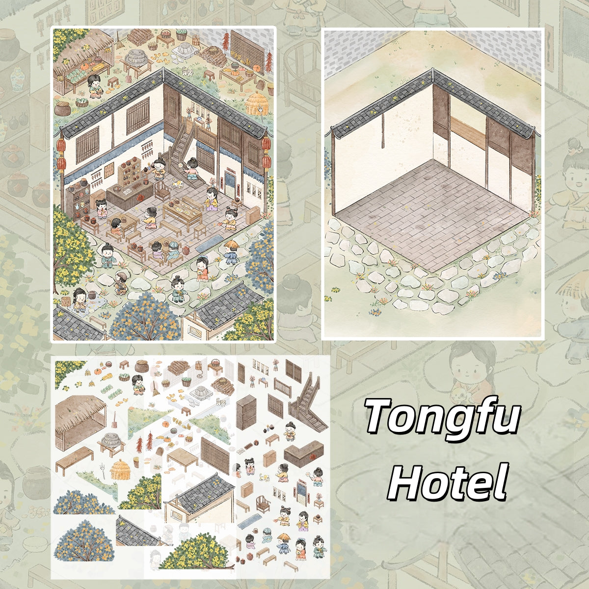 Dream House 3D Sticker | 4 Cute Miniature Scenes
