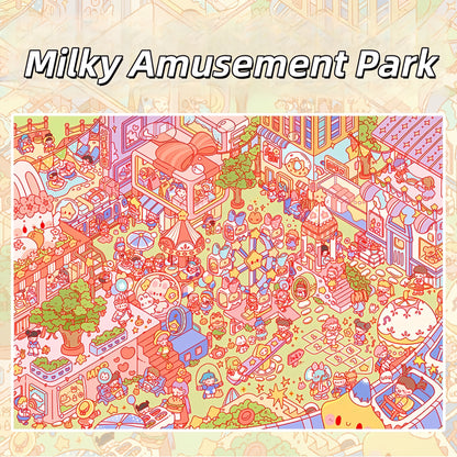 Milky Fragrace Town 3D Sticker | 4 Cute Miniature Scenes
