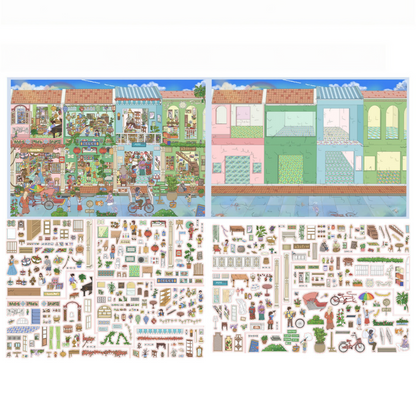 Rainy Day 3D Sticker | 4 Cute Miniature Scenes