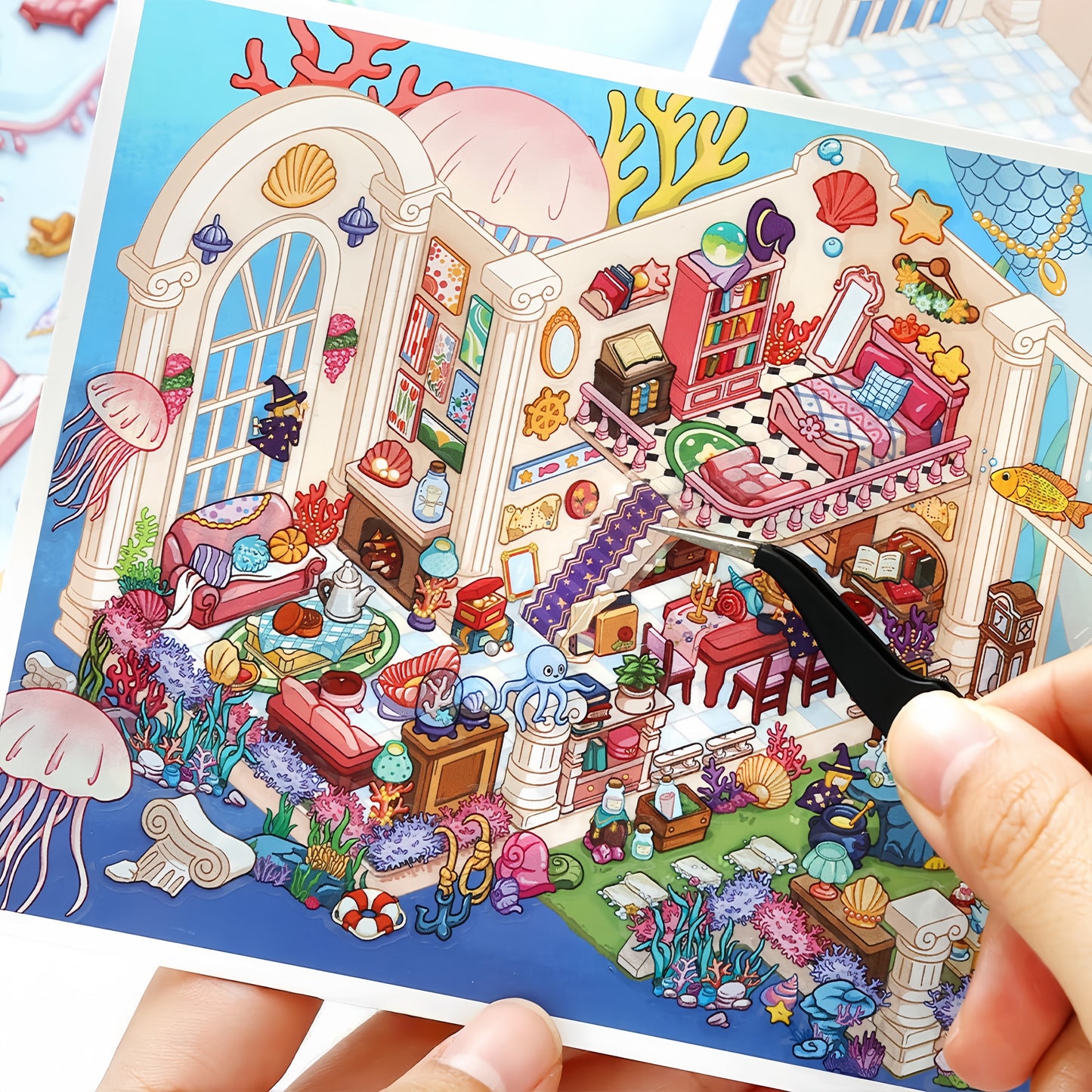 Whimsical Rooms 3D Sticker | 4 Cute Miniature Scenes