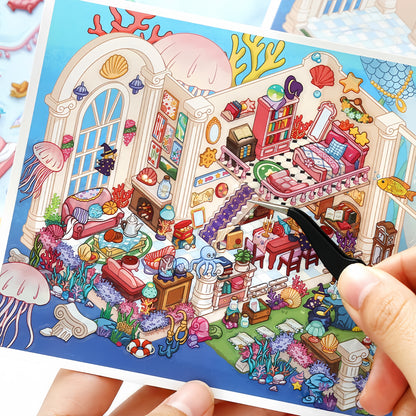 Whimsical Rooms 3D Sticker | 4 Cute Miniature Scenes