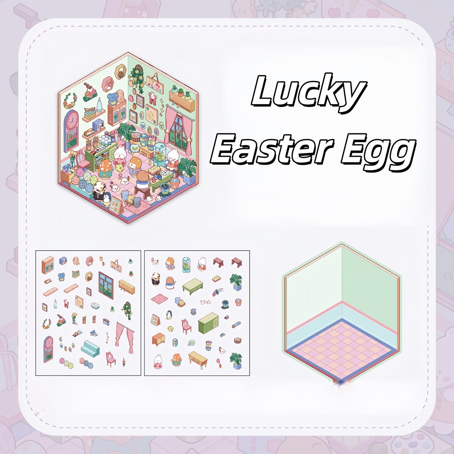 The Cat's Secret Room 3D Sticker | 4 Cute Miniature Scenes