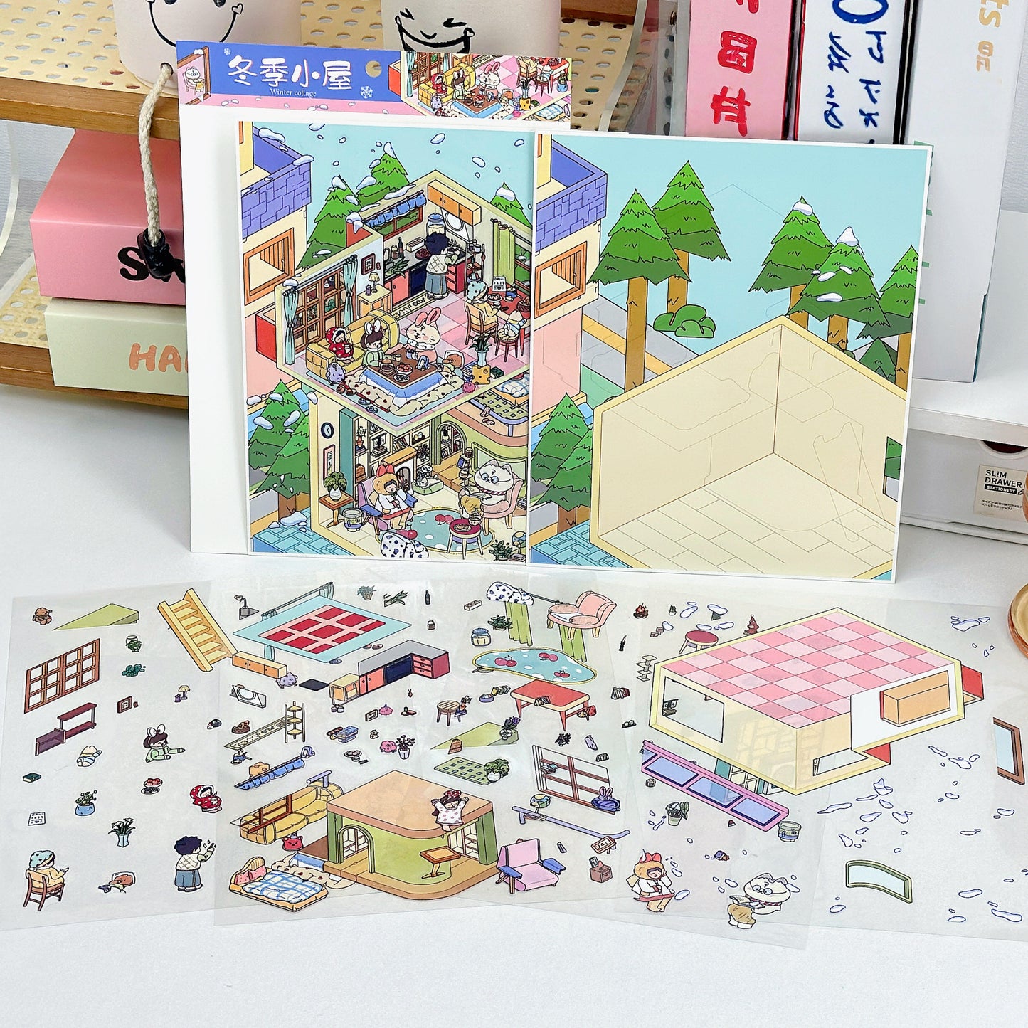 Leisurely Day 3D Sticker | 4 Cute Miniature Scenes