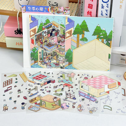 Leisurely Day 3D Sticker | 4 Cute Miniature Scenes