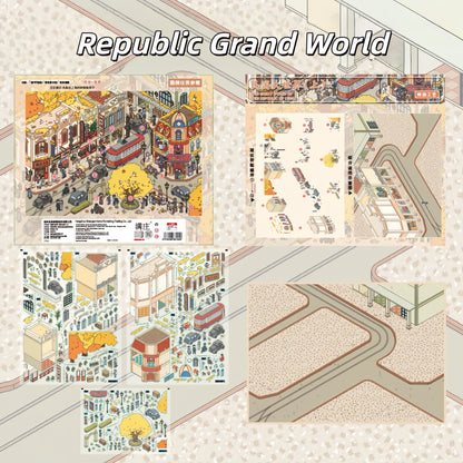 Town Corners 3D Sticker | 6 Cute Miniature Scenes