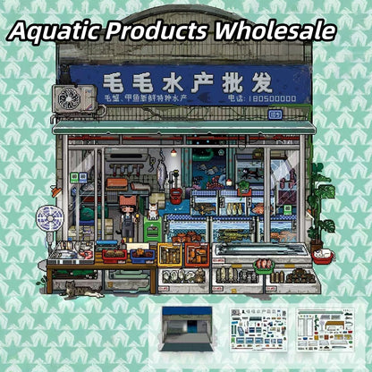 Pixel Stores 3D Sticker | 4 Cute Miniature Scenes