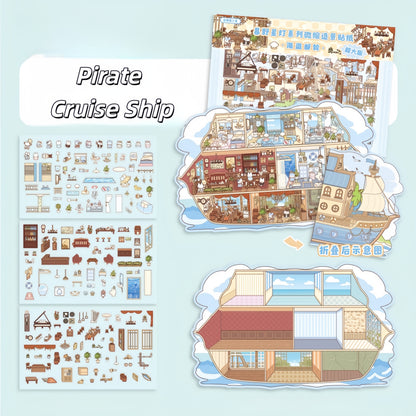 Fantasy Buildings 3D Sticker | 4 Cute Miniature Scenes