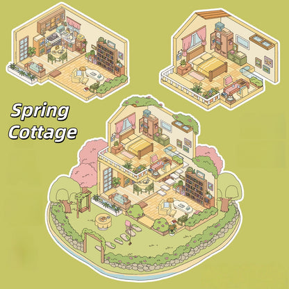 Four Seasons Invitation 3D Sticker | 4 Cute Miniature Scenes