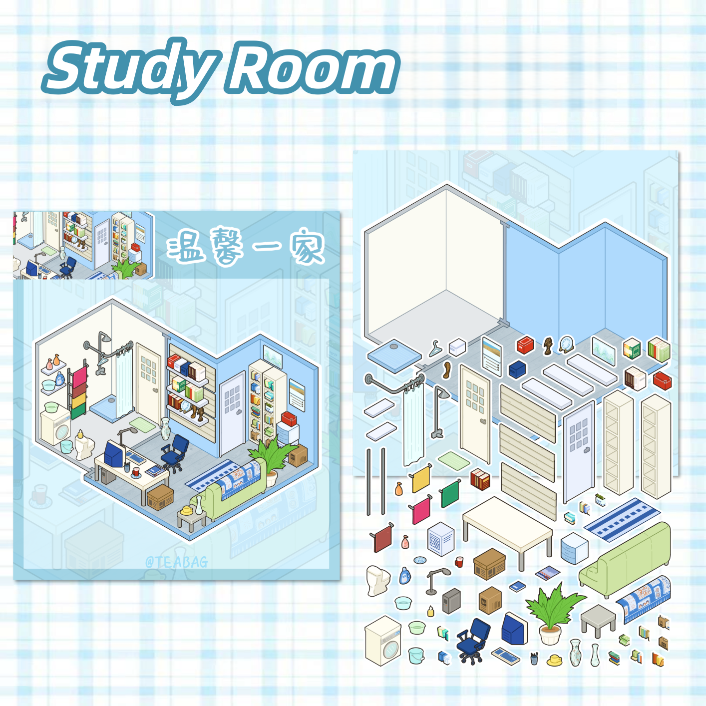 A Warm Family 3D Sticker | 5 Cute Miniature Scenes