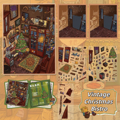 Oil Painting Series 3D Sticker | 4 Cute Miniature Scenes