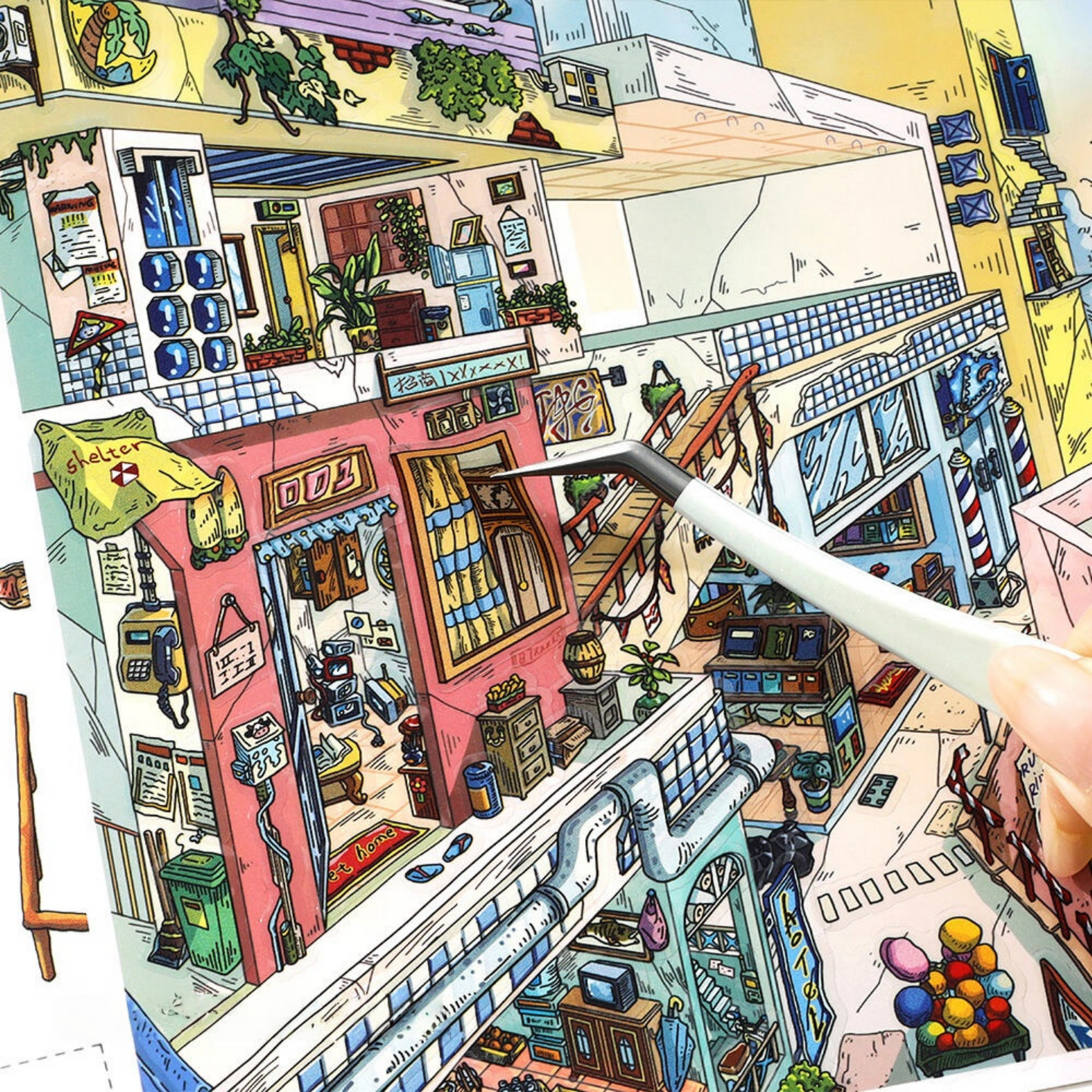 Fantastic Street 3D Sticker | 2 Cute Miniature Scenes