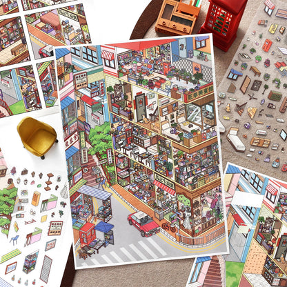 Huge Corners 3D Sticker | 2 Cute Miniature Scenes