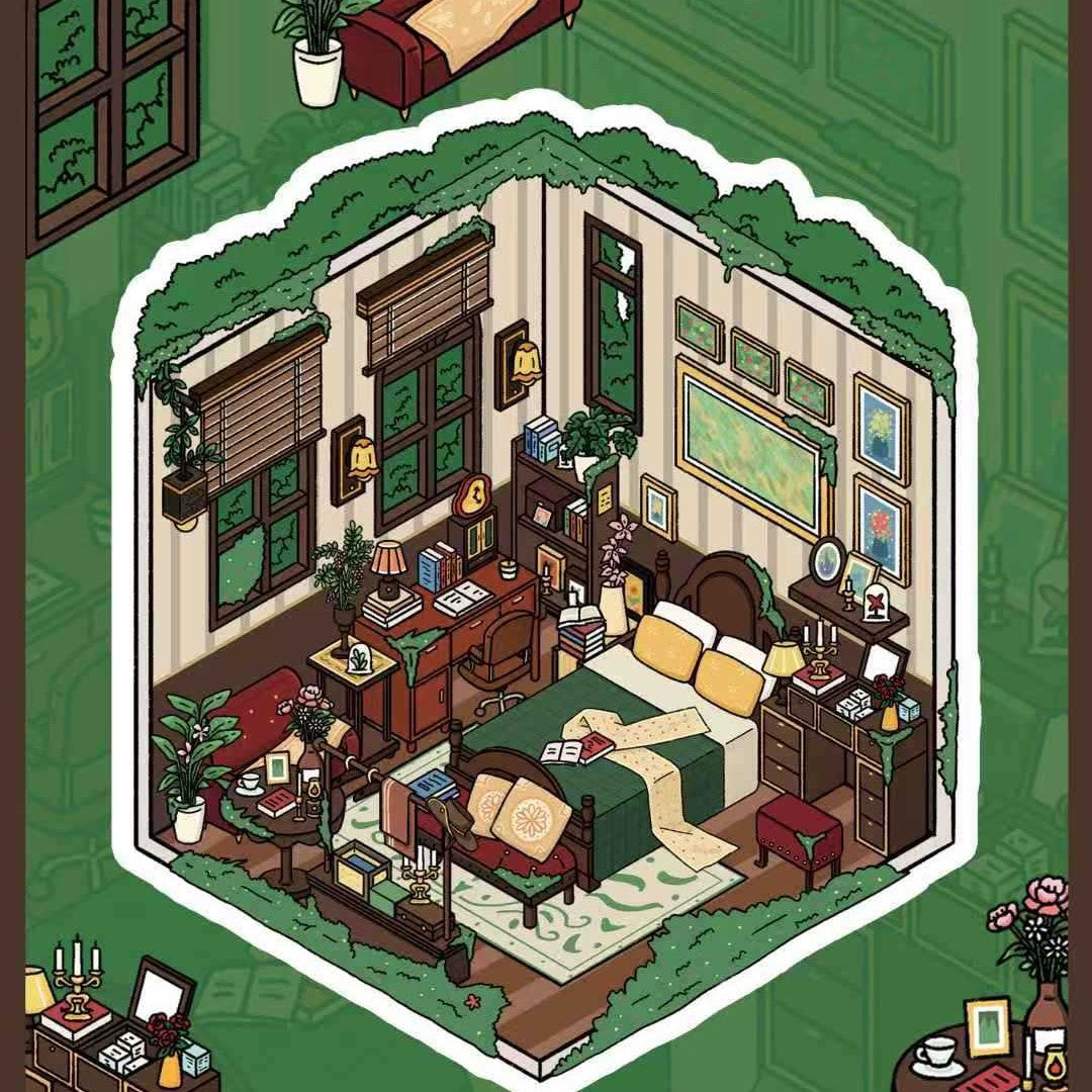 Green Invasion 3D Sticker | 4 Cute Miniature Scenes