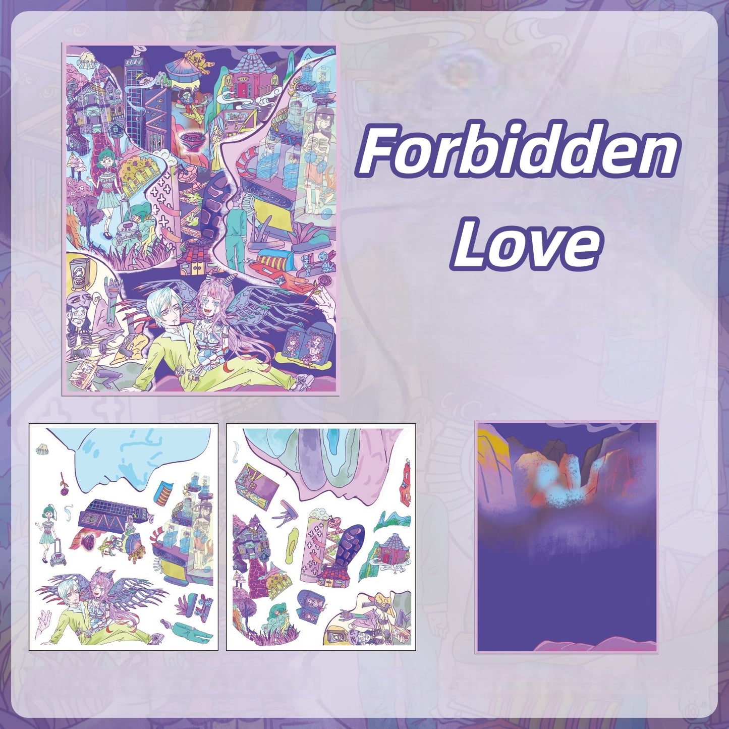 Endless Grotesque 3D Sticker | 4 Cute Miniature Scenes