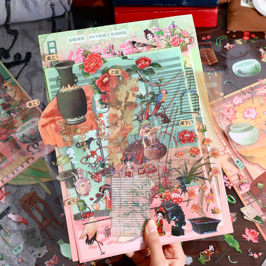 Poetic Vistas 3D Sticker | 2 Cute Miniature Scenes