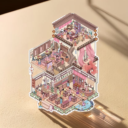 Old Shops 3D Sticker | 4 Cute Miniature Scenes