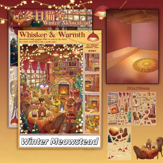 Hearth & Hoarfrost 3D Sticker | 2 Cute Miniature Scenes