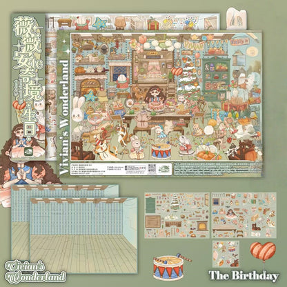 Vivian’s Wonderland 3D Sticker | 4 Cute Miniature Scenes