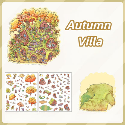 Four Season Park 3D Sticker | 4 Cute Miniature Scenes