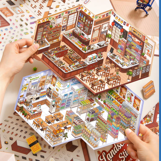 Shelf Display 3D Sticker | 2 Cute Miniature Scenes