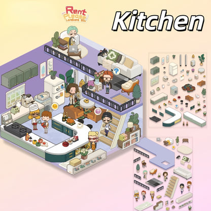 Dream Home 3D Sticker | 5 Cute Miniature Scenes